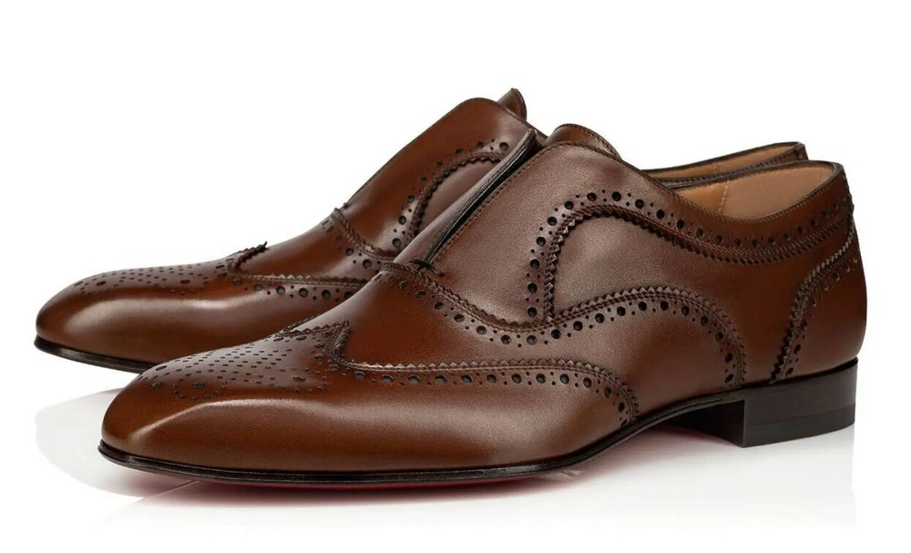 Christian Louboutin Mens Platerboy Flat Havane Brown Leather Dress Loafer 40 7